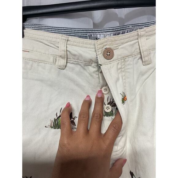 Vtg Akko Men Pants SZ 36 Khaki Chino Pheasant Embroidered Hunting Work Fox RARE - Picture 3 of 13